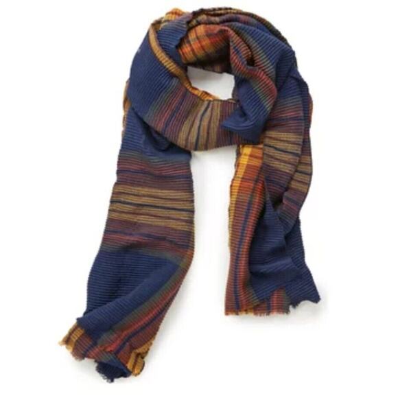 NWOT New Directions Blue Plaid Pleated Scarf 31 in x 81 in - Picture 1 of 3